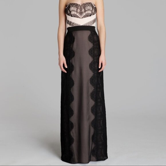 TED BAKER LONDON Black and Nude Pink Lace Detail Maxi Dress - Picture 7 of 14